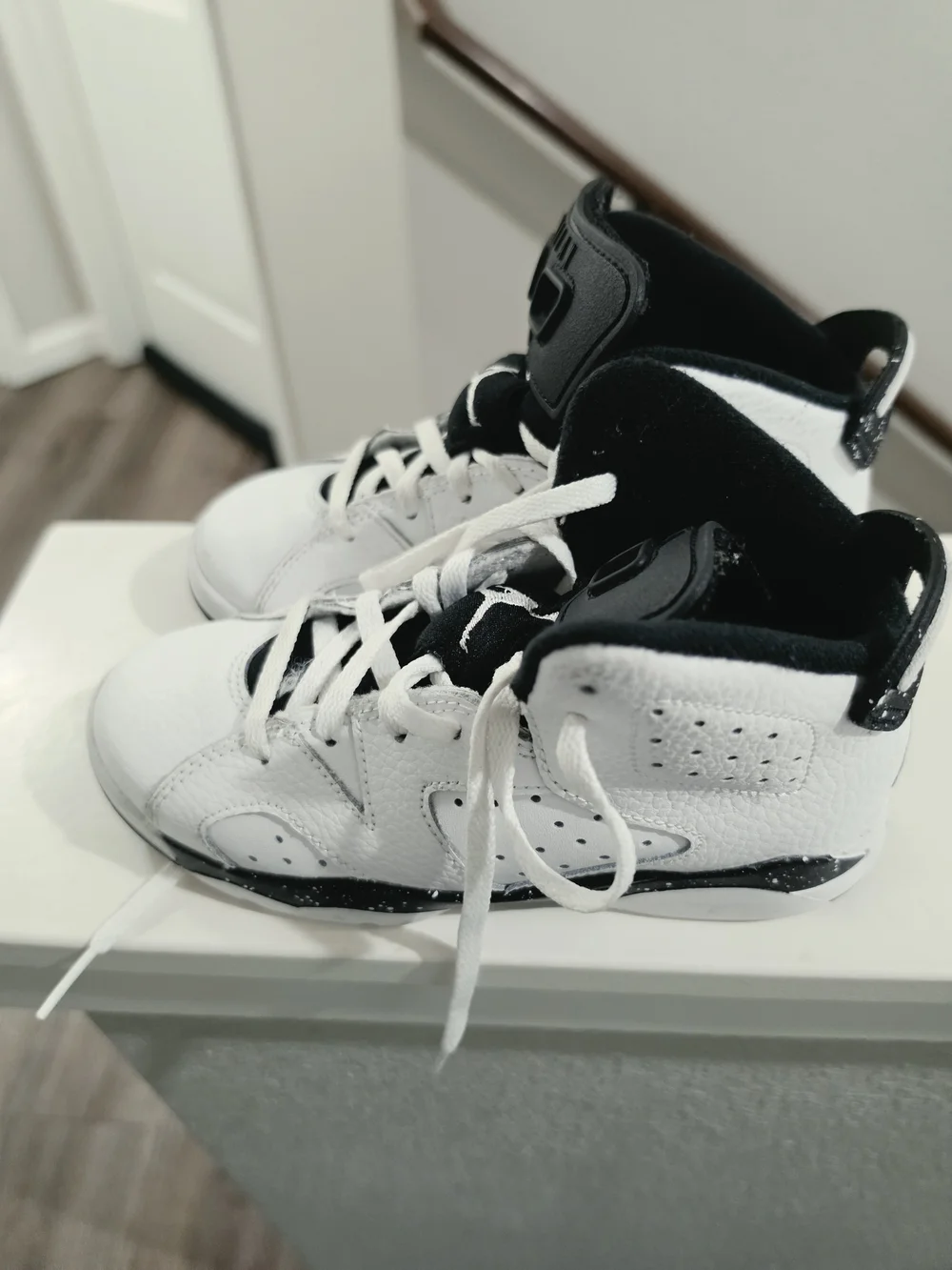 Jordan Kids White and Black High-Top Sneakers